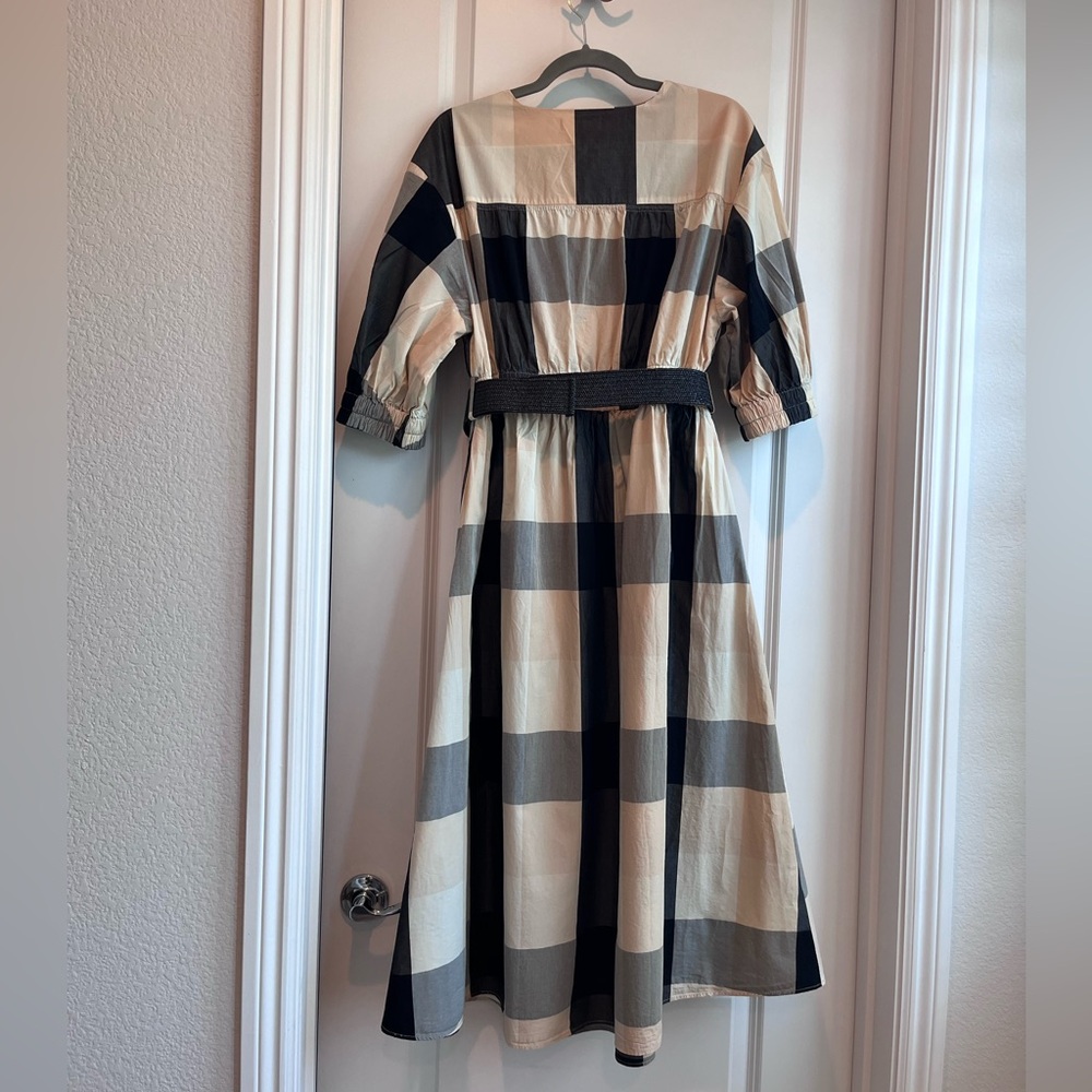 Classic Plaid Midi Dress with Belt - Picture 5 of 5